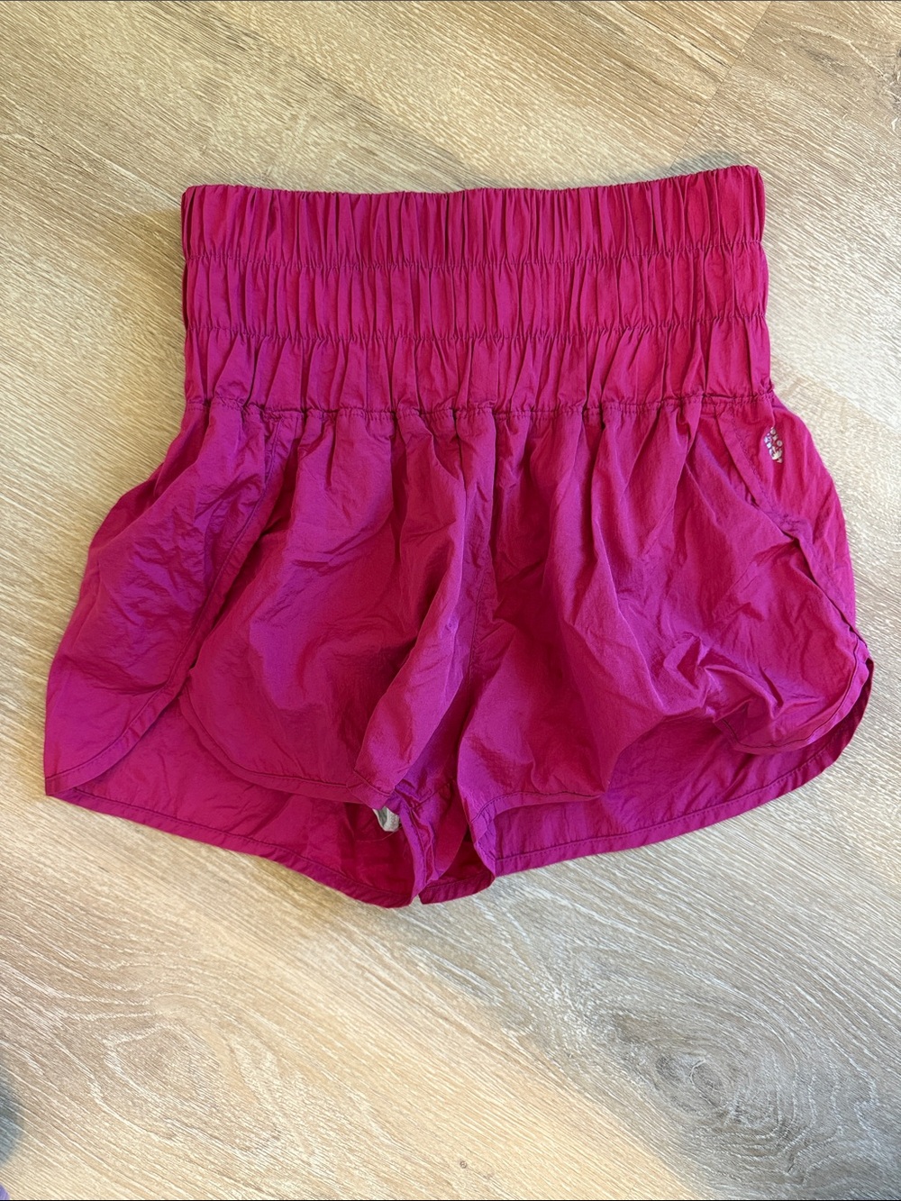 FP Movement by Free People High-Waist Smocked Raspberry Shorts